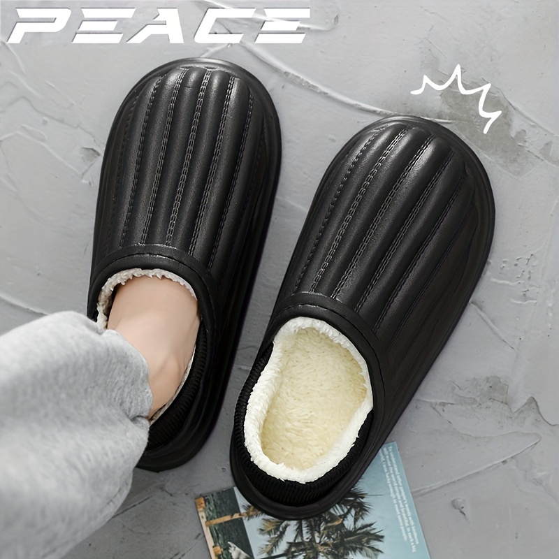 Mens Non Slip Warm Fleece Slippers House Shoes With Rubber Sole For Indoor  Outdoor Winter, High-quality & Affordable