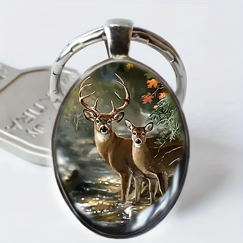 1pc Creative Colorpainting Keychain Couple Keychain, Fashion Oval Keychain Accessories For Men And Women, Birthday Holiday Gift For