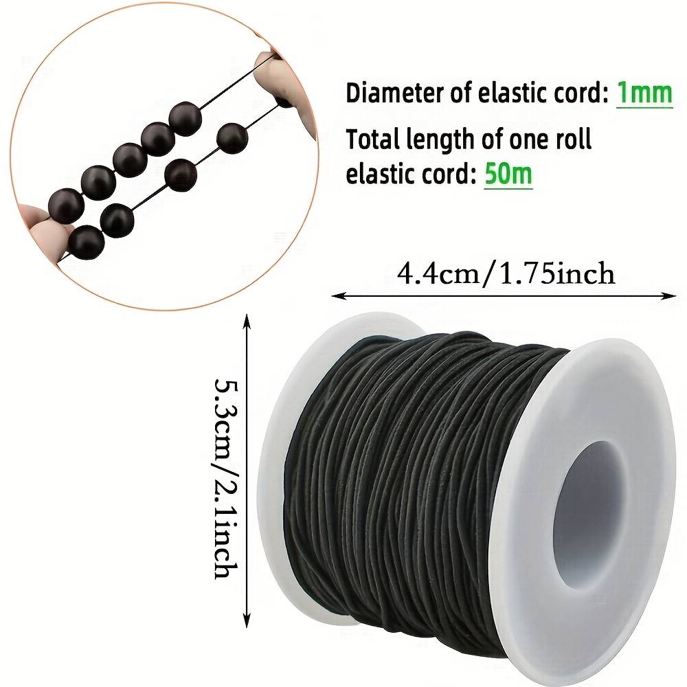 Elastic String for Bracelets Making - Black Elastic Cord 1.2mm Total 109  Yards, for Jewelry Making