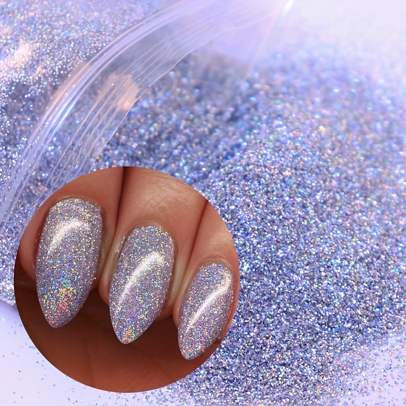 Solid Holographic Laser Powder Holo Golden Silver For Nails - Temu