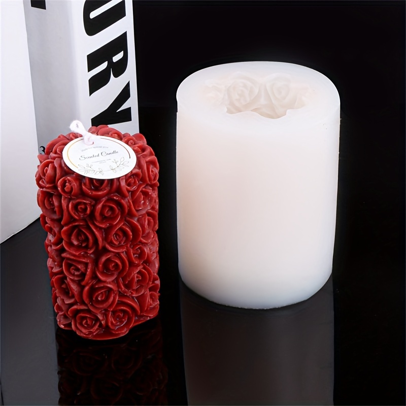 Great Mold Valentine's Day Rose Cylinder Silicone Candle DIY Mold Flower  Wedding Handmade Soap Moulds Craft Art Moulds 3D Candle Making Mold