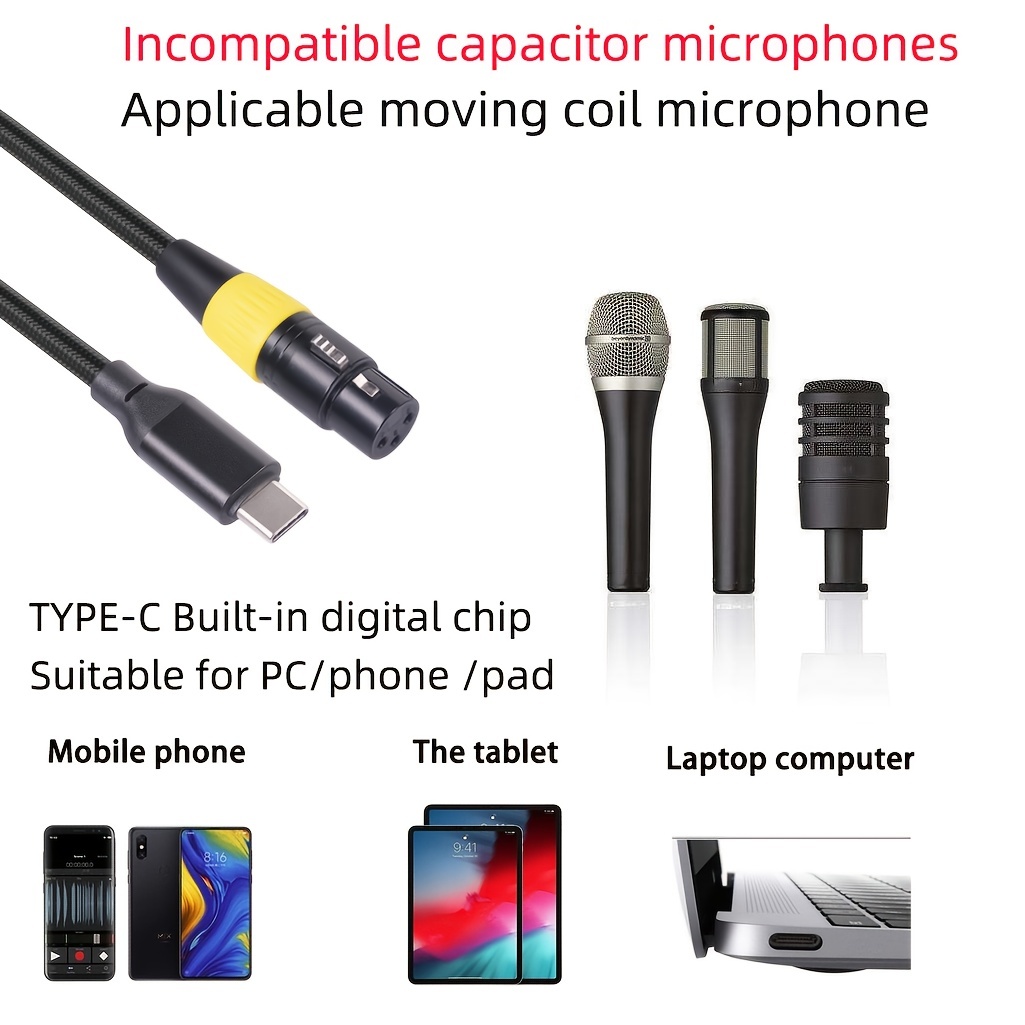 Devinal XLR to USB C Cable, Upgrade USB C Microphone Cable USB Type-C to  XLR Female Cord Connector Adapter Compatible with Sumsung Google Huawei