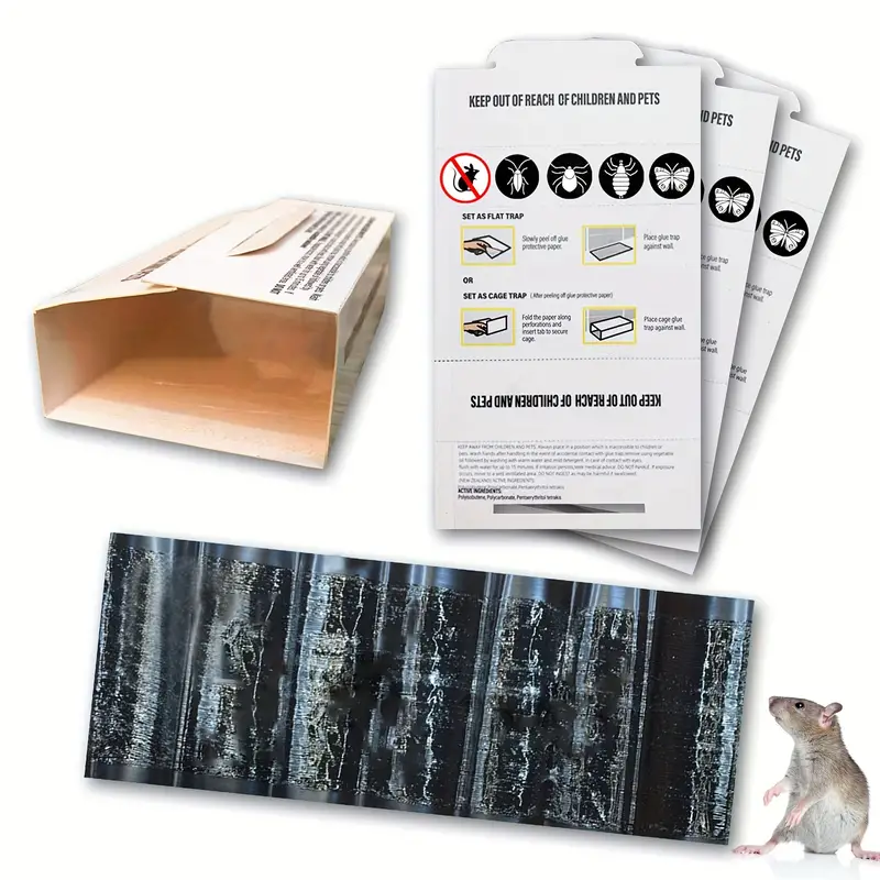 12pcs pre bait pads indoor work for household mousetrap glue trap sticky mouse trap to catch snakes mice spiders cockroaches and rodents pest control details 1