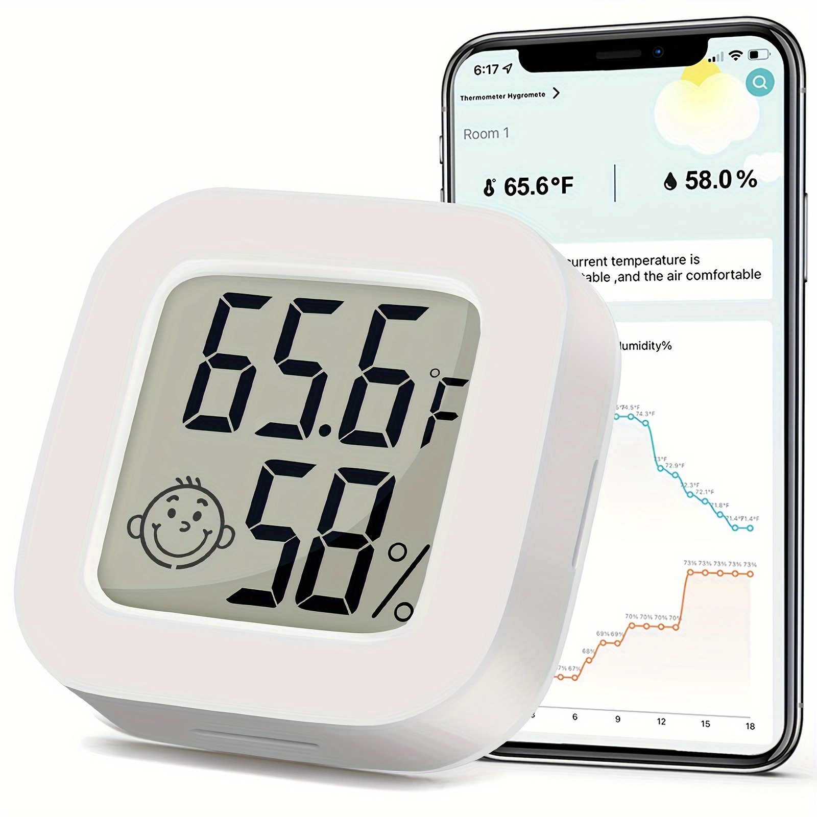 Bt Hygrometer Thermometer, Smart Humidity Meter With Remote App