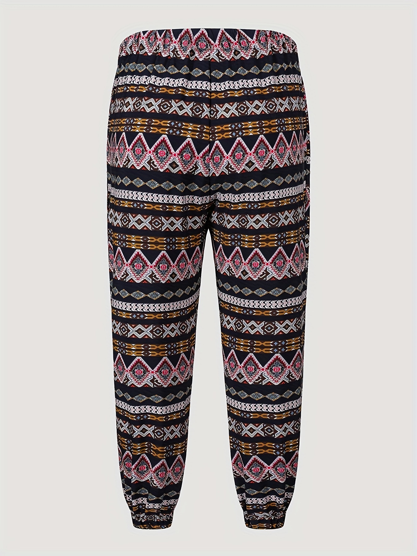 Plus Size Boho Pants Women's Plus Allover Geometric Print - Temu