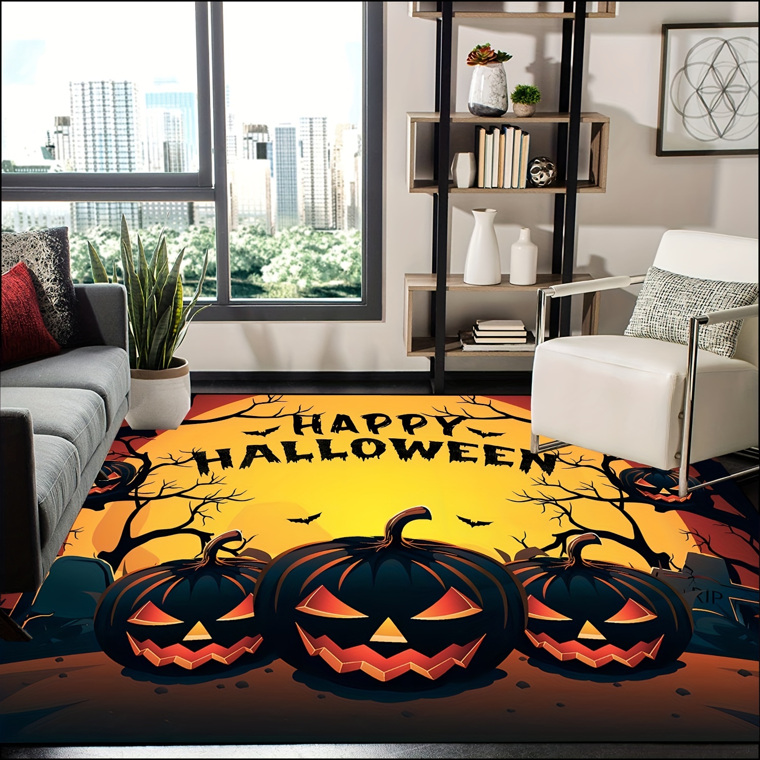 Extra Long Halloween Pumpkin Castle Rug Hallway Kitchen Mat - Temu