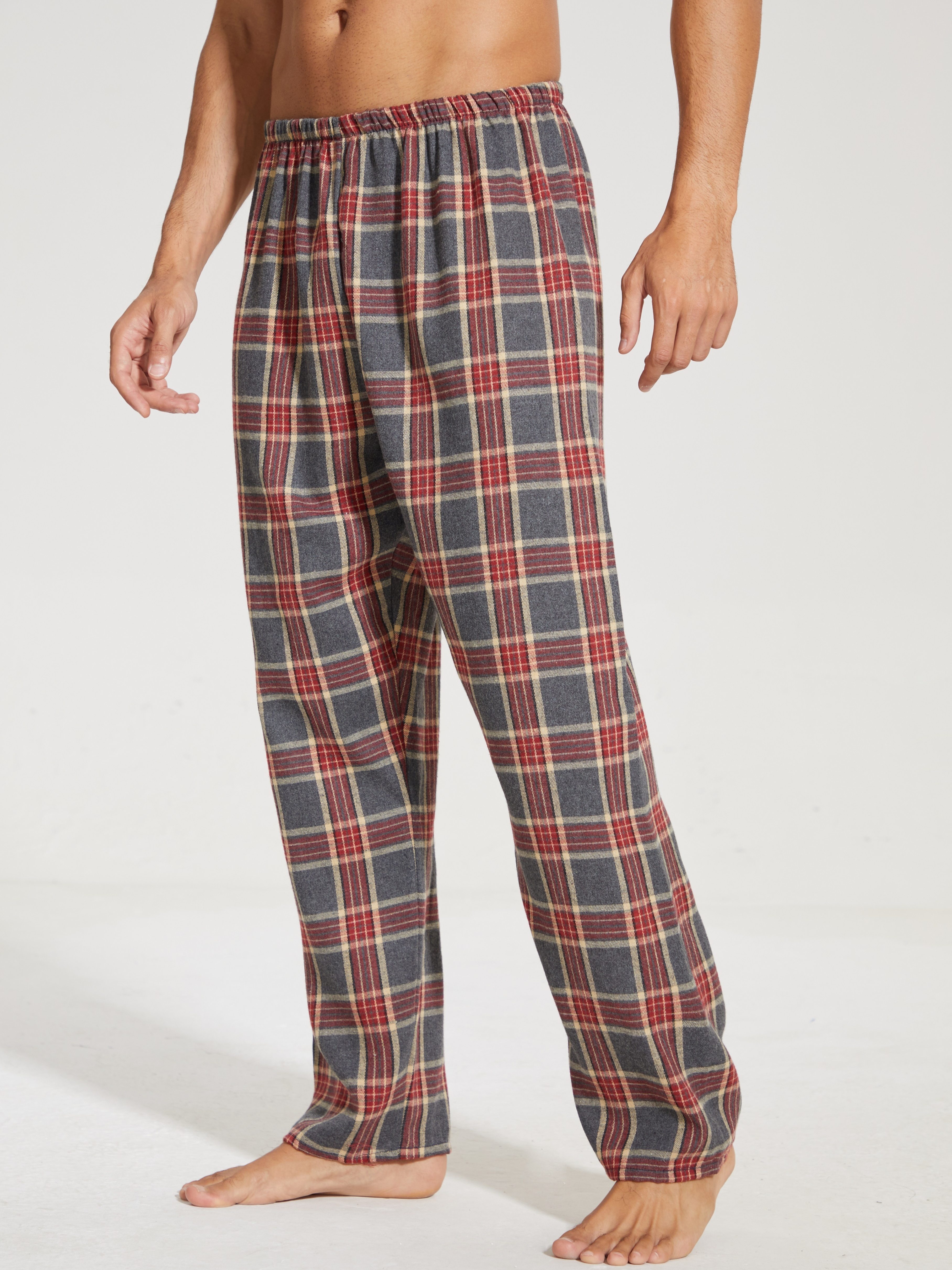 Pantalón de pijama largo a cuadros azul y rojo para hombre