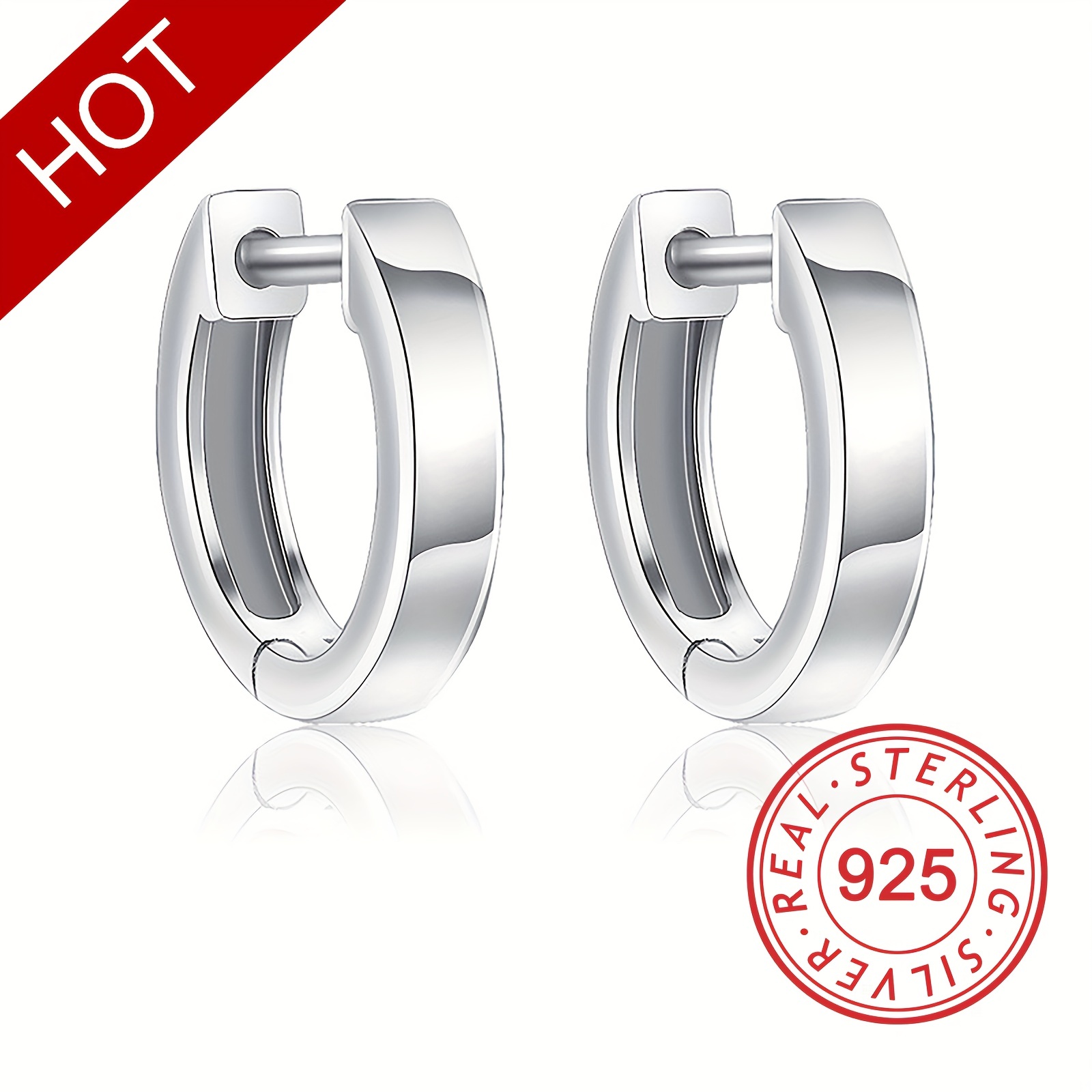 

925 Sterling Silver Glossy Round Hoop Earrings Simple Leisure Style For Women Daily Wear Exquisite Female Ear Ornaments