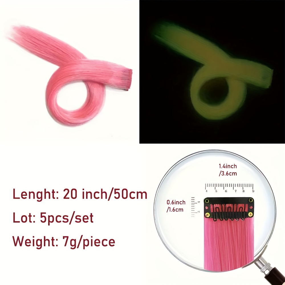 Glow In Dark Hair Extensions Clip In Fluorescence Hair - Temu