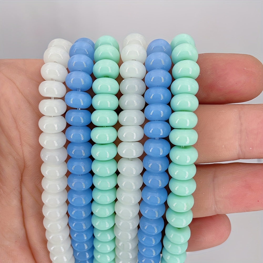Opaque Mix 8mm Drum Resin Beads - White Stripes (100pcs)