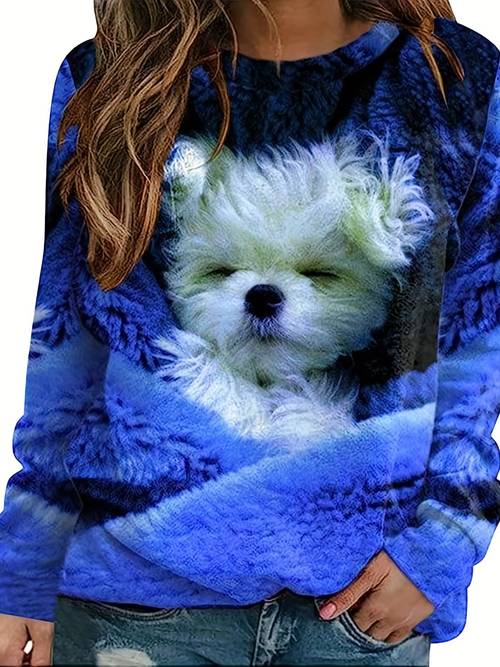 Sweat-shirt « La Vie Est Meilleure Avec Les Chiens » – Pour Femme/Fille, Coton, Col Tissé 241g