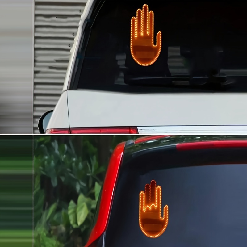 DIY Funny Middle Finger Gesture Car LED Light Creative Car Rear Windshield  LED Amber Warning Light Auto SUV Interior Sign Light - AliExpress
