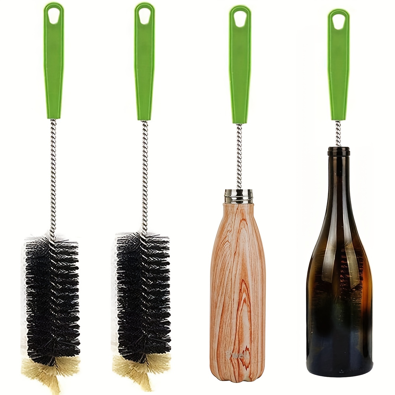 Wooden bottle brush for narrow-necked bottles