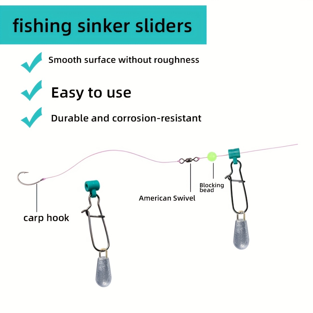 10pcs High-Strength Fishing Line Sinker Slider with Duo-Lock Snap - Easy  Quick Change Sinker Weight Connectors for Catfish Bank Surf Fishing