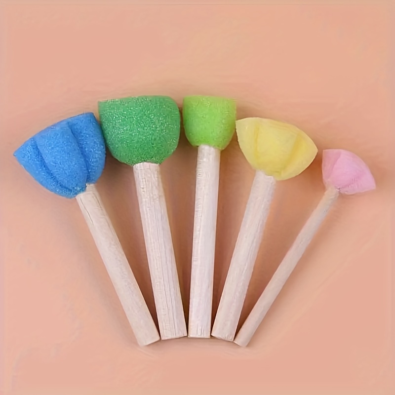 5pcs Art Painting Sponge Brushes Set, Foam Rubbing Graffiti Stamp Tools, Multi-Color (Blue, Green) for Creative Art Projects, Graffiti Art Supplies|Colorful Art Tools|Durable Handles