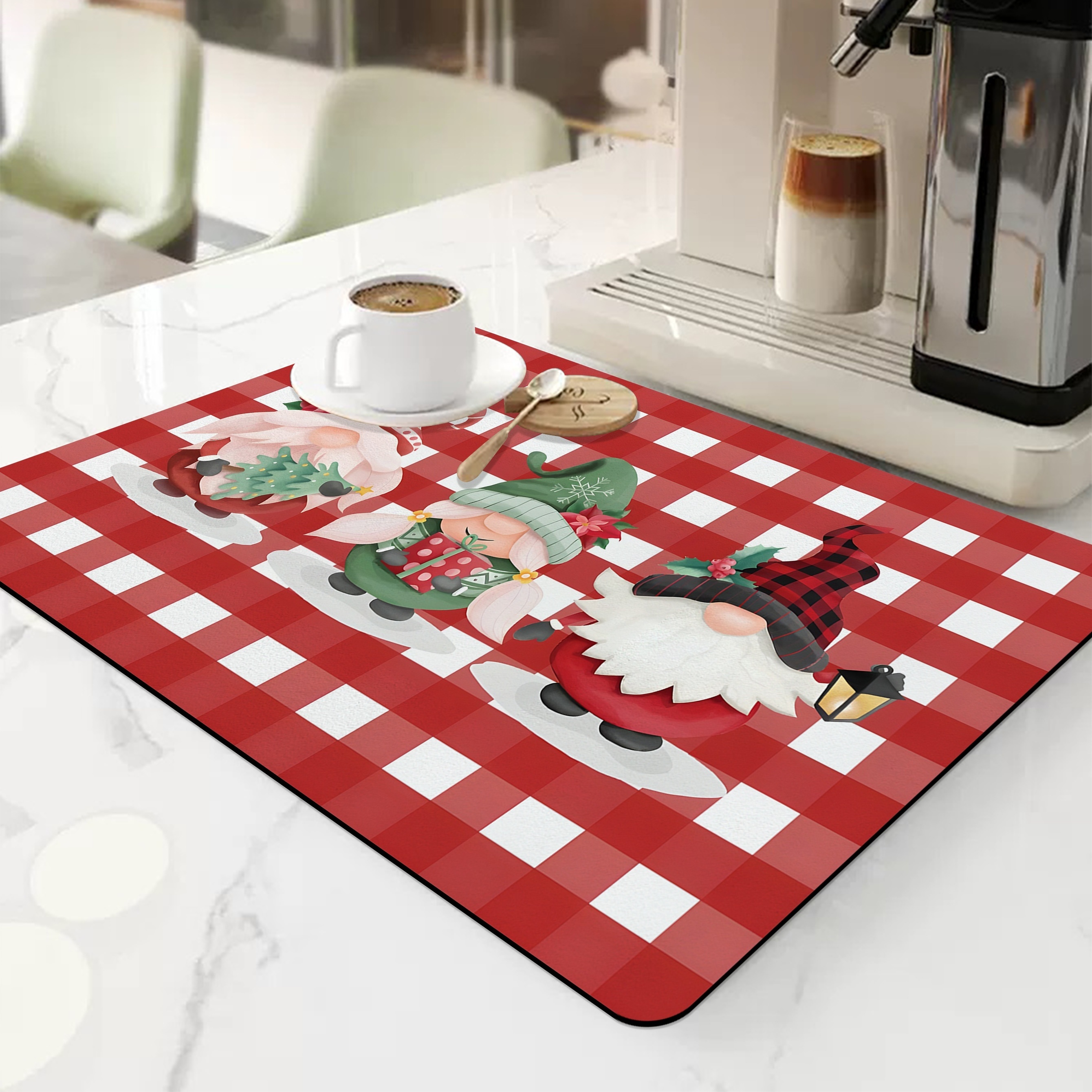 Dish Drying Pad, Kitchen Countertop Absorbent Pad, Christmas Theme