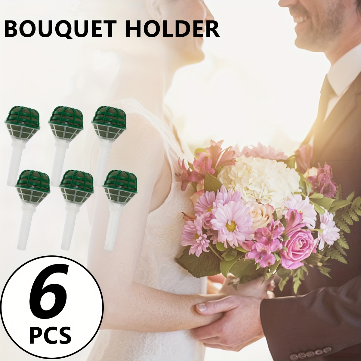18cm Flower Bouquet Holder Handle Base Wedding Bridal Bride Bouquet  Decorations White Flower Holder Accessories