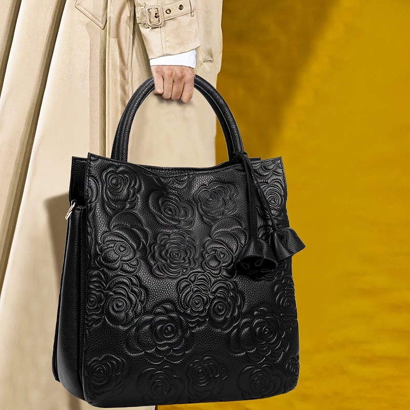 Women Luxury Flower Tote High Quality Genuine Leather Fashion