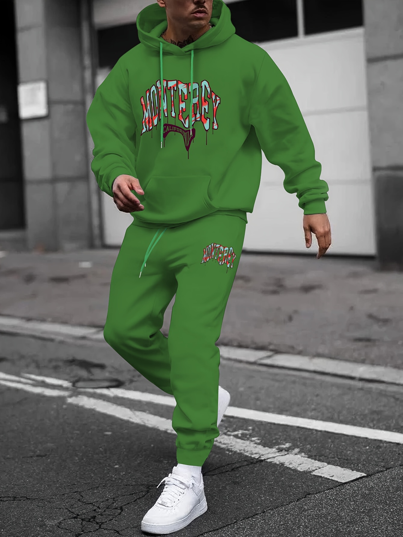 Sportswear Plus Size Green Hoodies.