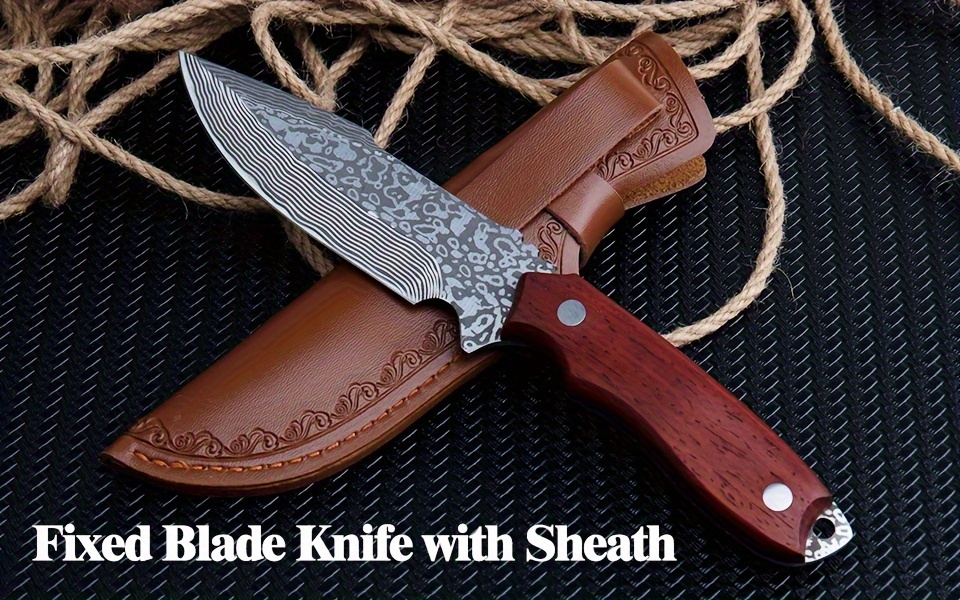 Fixed Blade Outdoor Survival Knife Sheath Full Tang Hunting - Temu