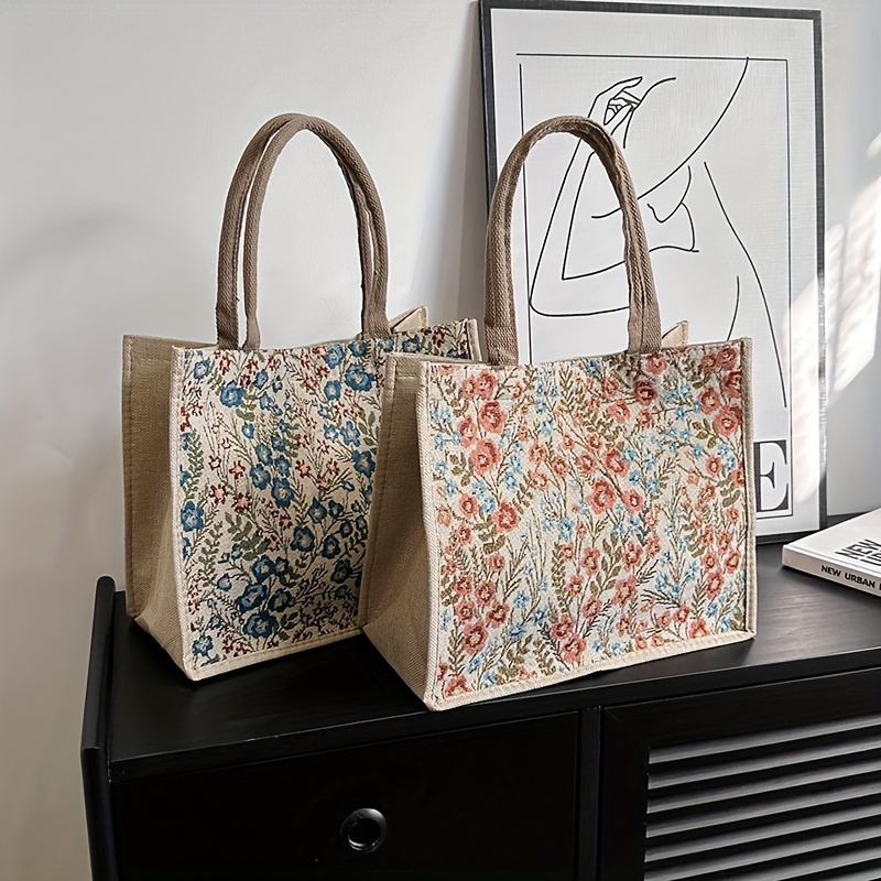 

Aesthetic Floral Graphic Tote Bag, Fashion Top Handle Satchel, Women's Casual Handbag & Coin Purse
