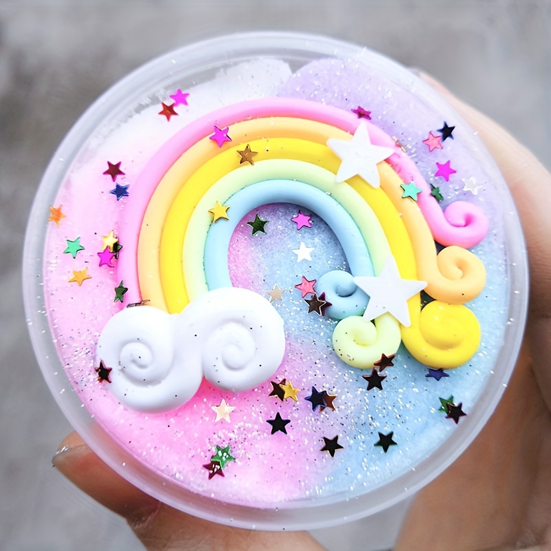 Rainbow Pinks Blue Cloud Slime Fluffy Icecream Mud Stress Relief DIY Toys