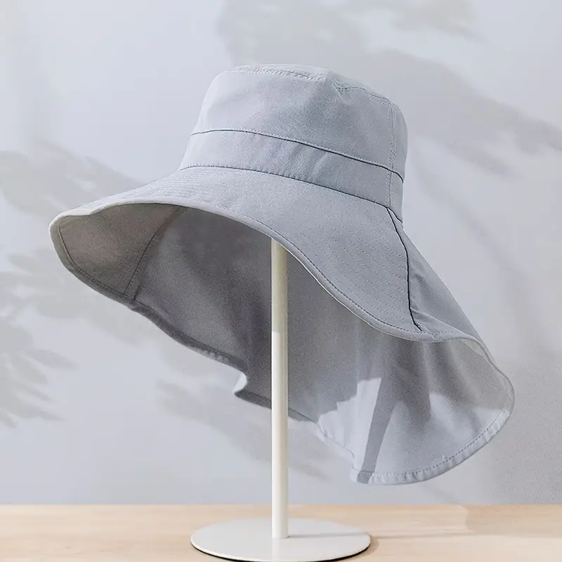 Summer Outdoor Sun Hat Neck Flap Solid Color Breathable - Temu