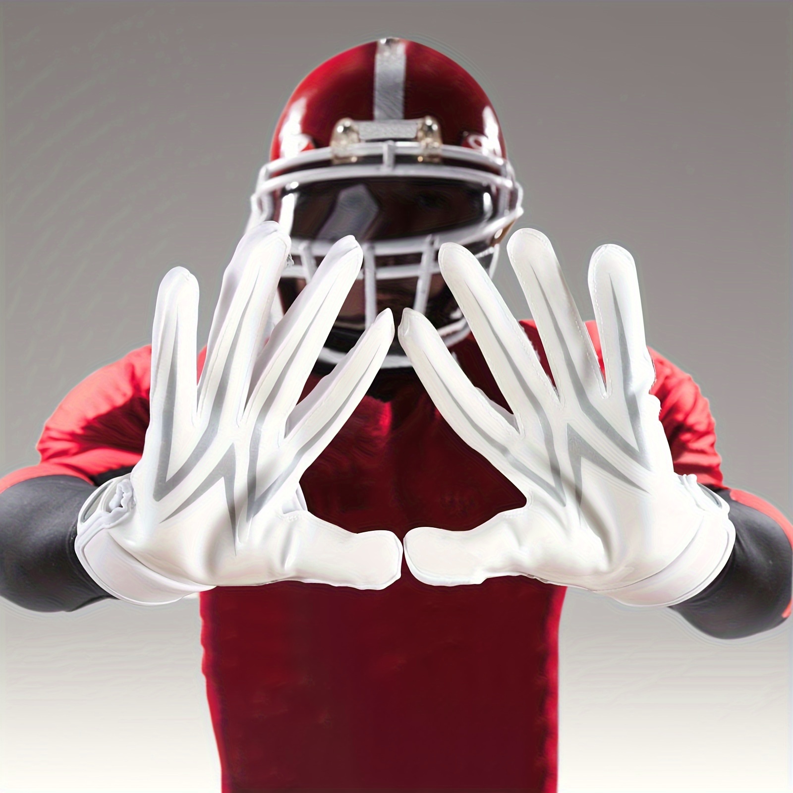 Red Web Pattern Sticky Football Receiver Gloves
