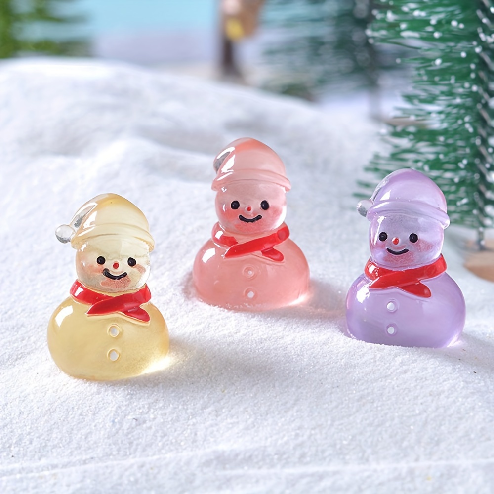 Mini Luminous Resin Christmas Snowman Ornament Glow In The - Temu