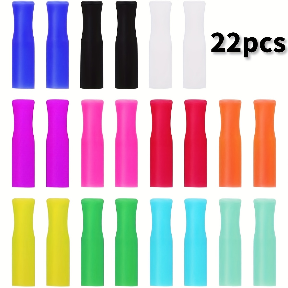 Set of 4 Colorful 14 Inch Reusable Stainless Steel Drinking Straws with  Silicone