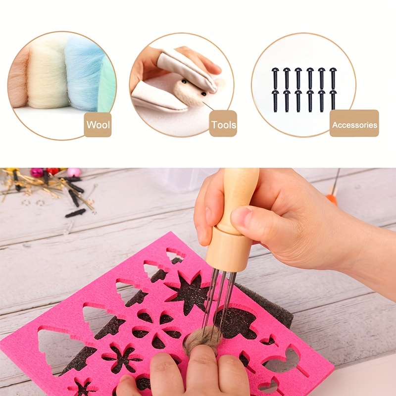 Needle Felting Kit,12 Pieces Doll Making Wool Needle Felting Starter Kit  with Instruction,Felting Foam Mat and DIY Needle Felting Supply for DIY  Craft