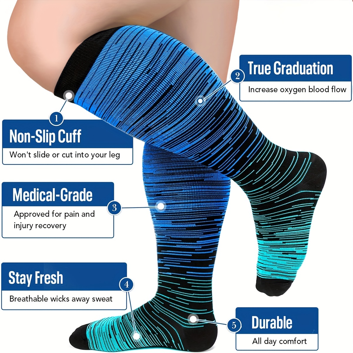 Compression Socks Women Extra Wide Calf Knee High Stockings - Temu