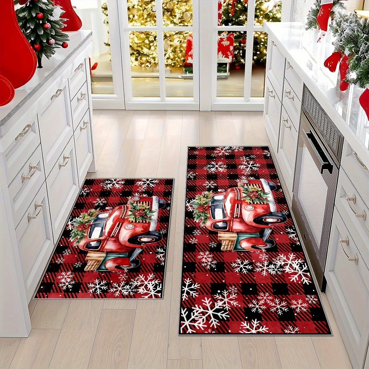 Christmas Kitchen Rugs And Mats Washable Non Skid Washable - Temu
