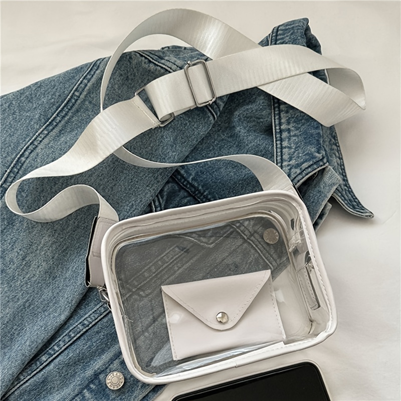 Trendy Clear Square Crossbody Bag, Solid Color Shoulder Bag With Envelope  Bag, Perfect Underarm Bag For Everyday Use - Temu Austria