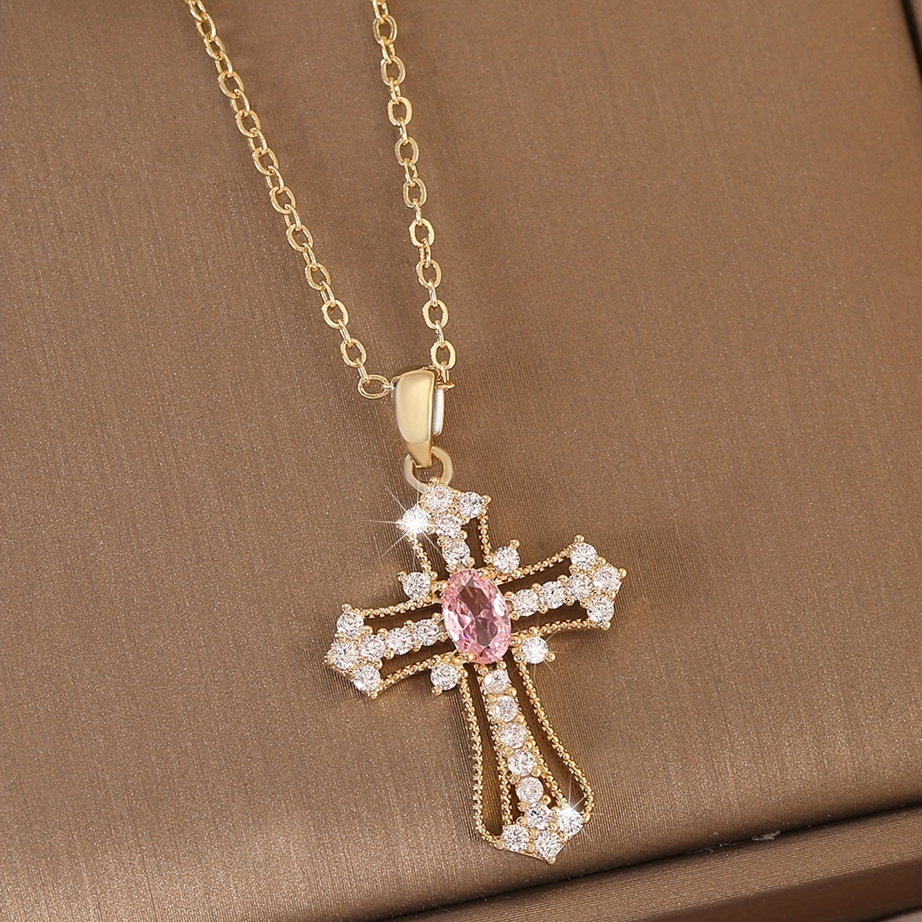 light luxury zircon cross pendant necklace charm elegant clavicle chain jewelry accessories for women girls gift 5