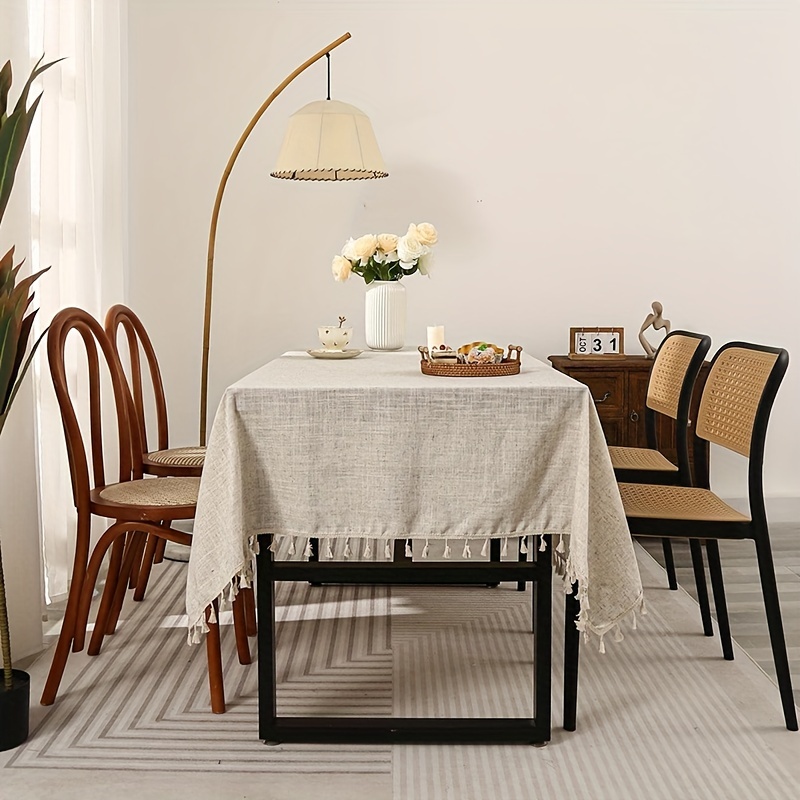 Linen Tablecloth Tassel Household Stain Resistant Waterproof - Temu