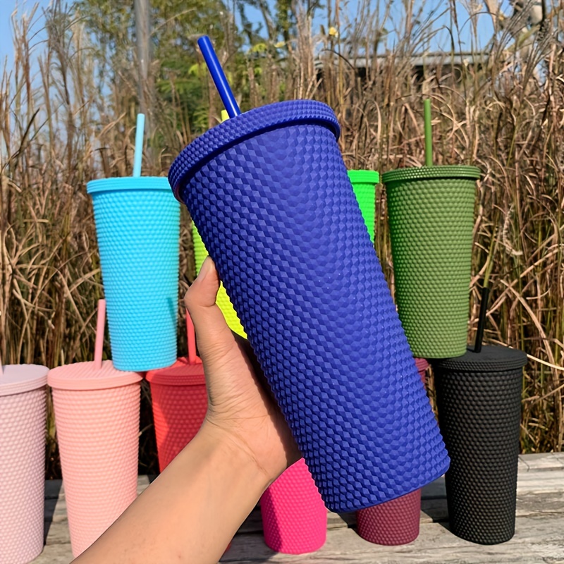 24Oz Double Wall Plastic Tumblers with Lids and Straws