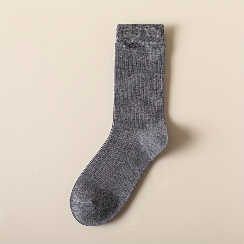 Men's Solid Casual Mid-calf Socks for Business Wear