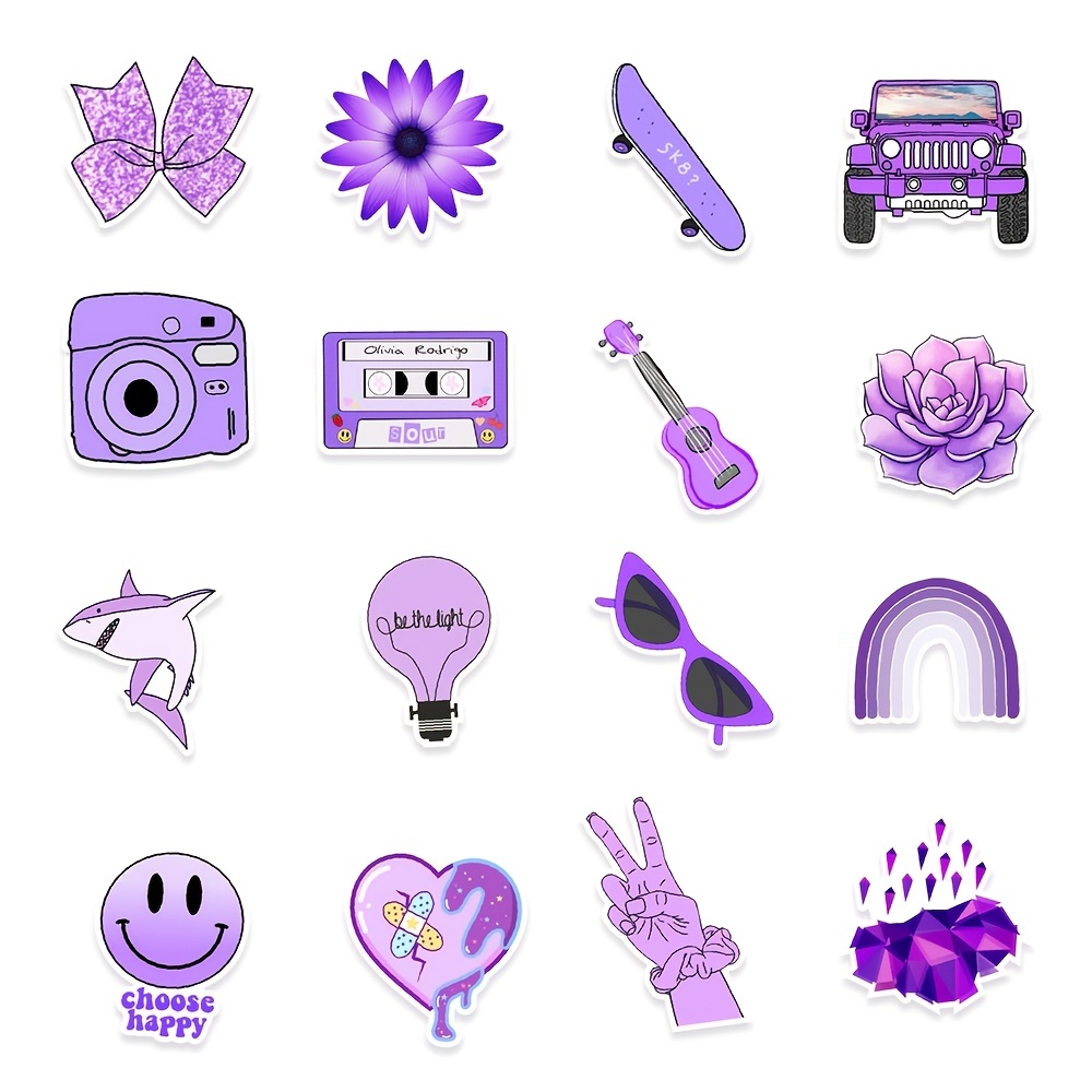50PCS Cute sticker VSCO Stickers for Hydro Flask for Teens Purple