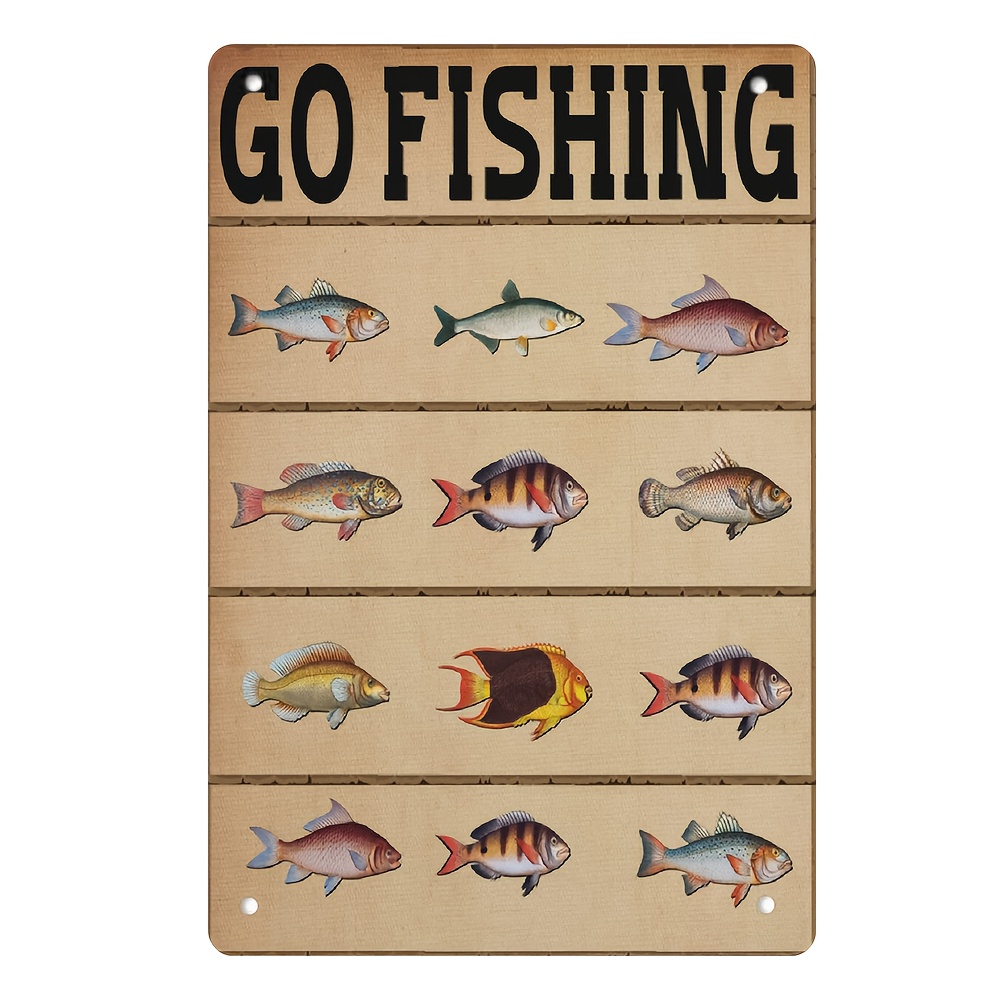 1pc Gone Fishing Tin Signs Retro Poster With Fish On Old - Temu
