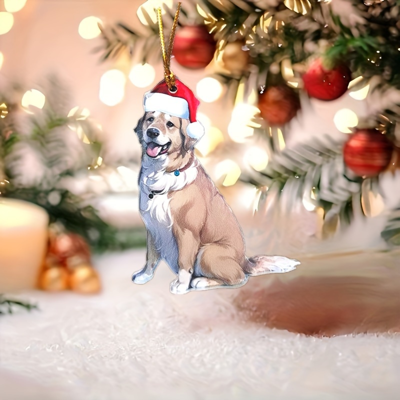 1 Stück Acryl 2D Niedlicher Weihnachts Hunde Design Anhänger