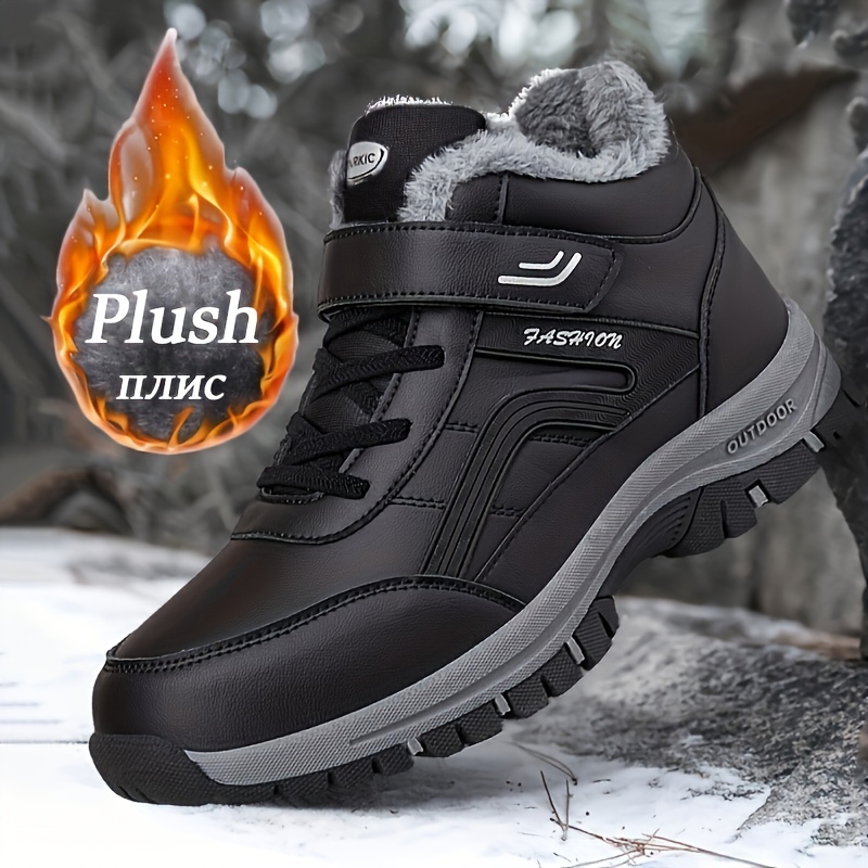

2023 Winter Pu Leather Boots Men Shoes Snow Boot Man Plush Keep Warm Sneakers Man Outdoor Ankle Snow Boots Casual Shoes