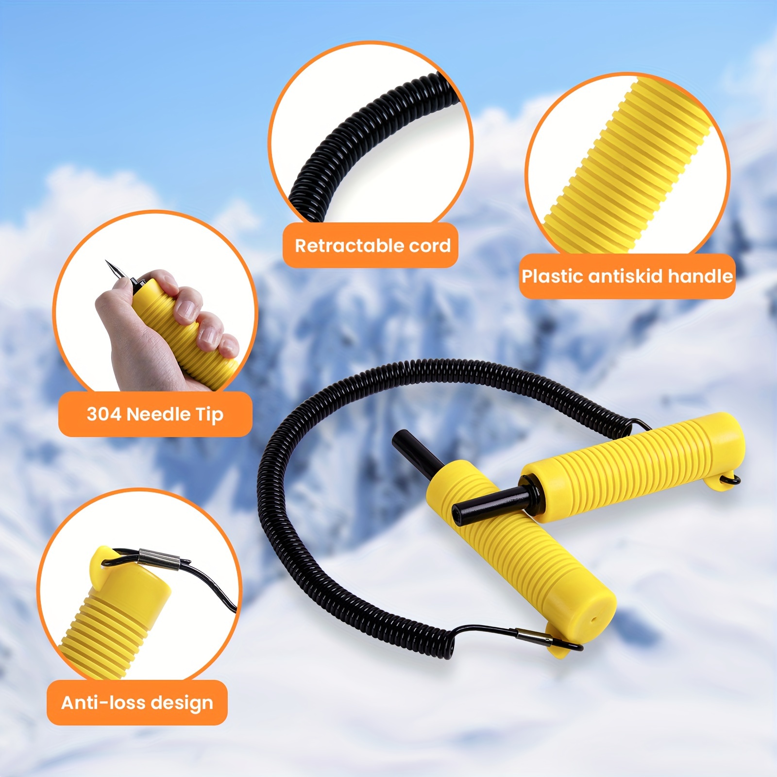 Retractable Ice Pick, Stainless Steel Ergonomic Threaded Handle Incisive  Fishing Ice Breaker Ice Fishing Safety Kit for Outdoor Rescue Walking On  Ice