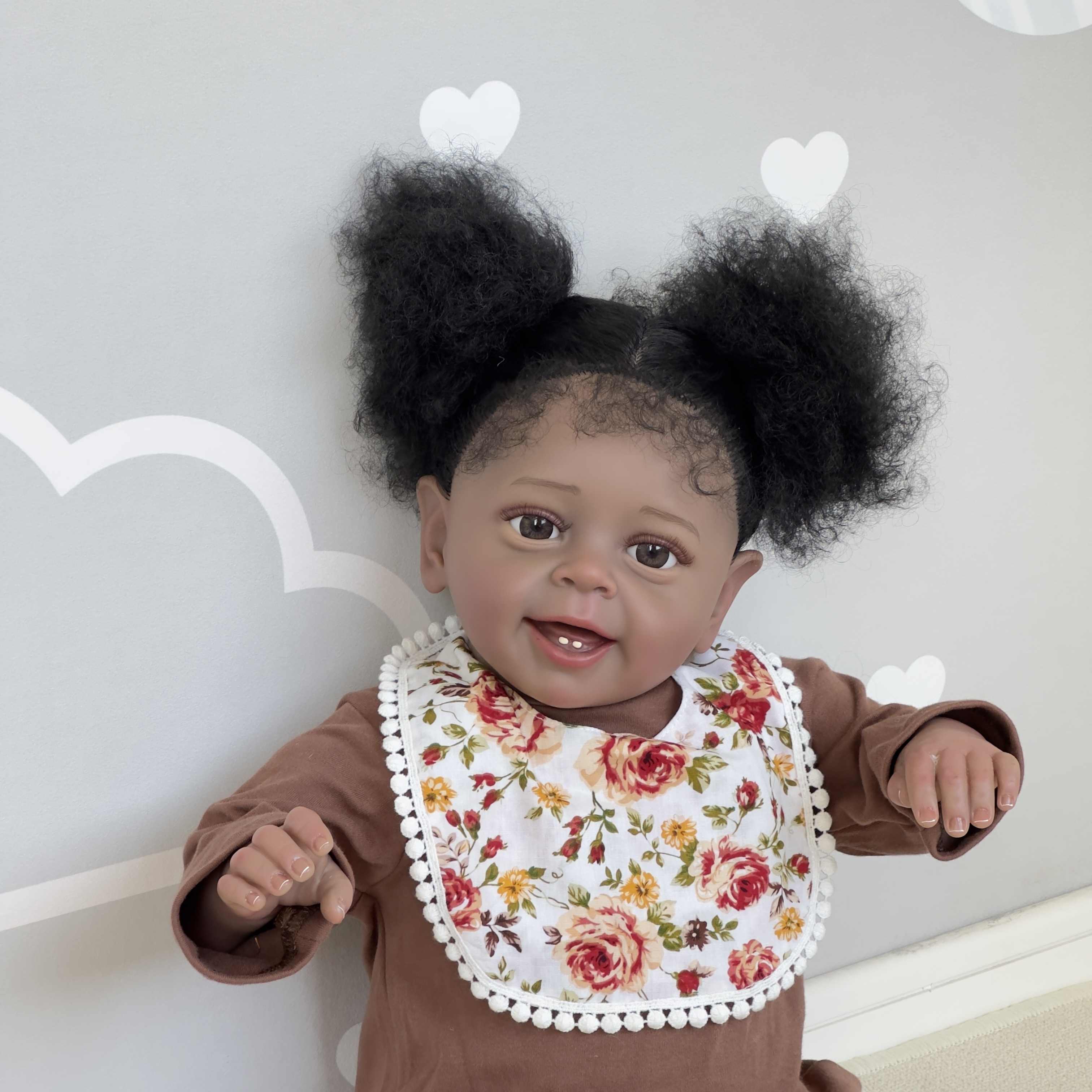 Reborn Real Life Baby Dolls Black Girl 24inch Soft Silicone Realistic  Weighted Dark Brown Skin Newborn Reborn Toddler African American Baby Doll