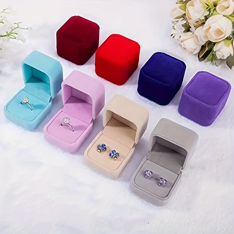 

1pc/12pcs Velvet Ring Box Earring Pendant Jewelry, Ring Box Jewelry Box Emblem Box Small Jewelry Box Jewelry Ring Box