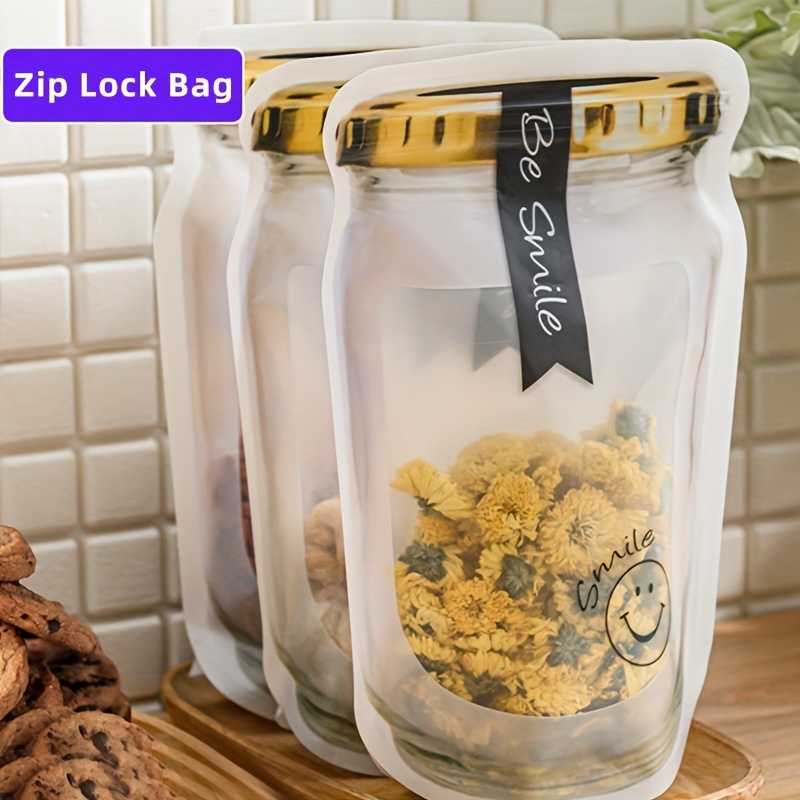10-100pcs Reusable Mason Jar Ziplock Bags Food Storage Sandwich Snack Zipper  Bag