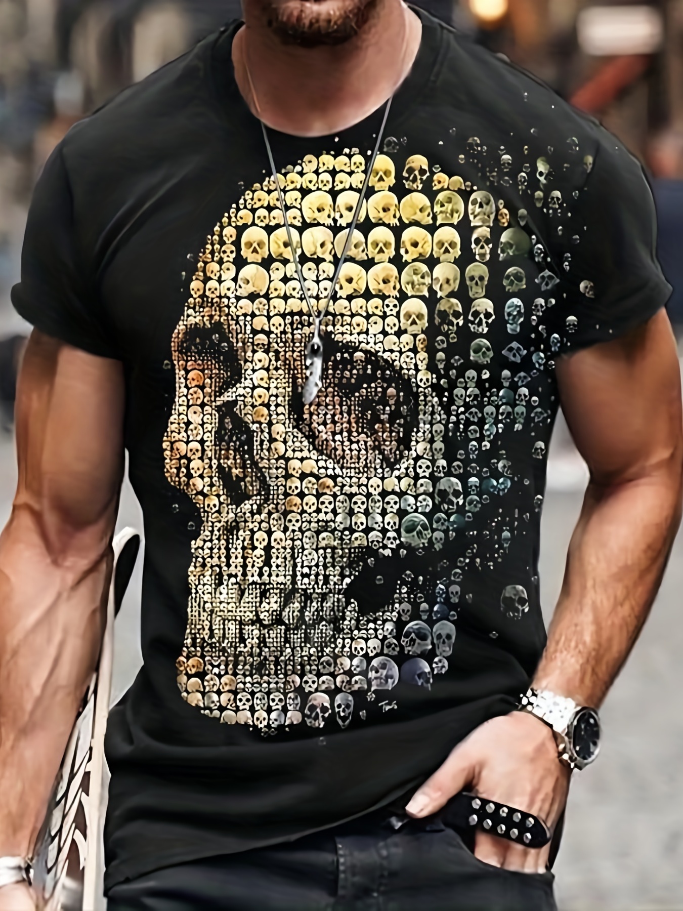 Short Sleeve T-shirt Men Tete De Mort Homme De Marque 2020 Summer Slim Fit  20 Kinds Of Skull Pattern Printing Tee Shirt - T-shirts - AliExpress