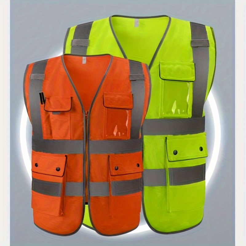 Temu Reflective Safety Jackets High Visibility Black for Men Women, Waterproof Safety Jacket with Pockets, Hi Vis Coats with Black Bottom, Work