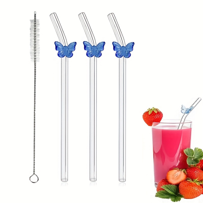 9 pcs/set Reusable Glass Straws Shatterproof Straws with Colorful