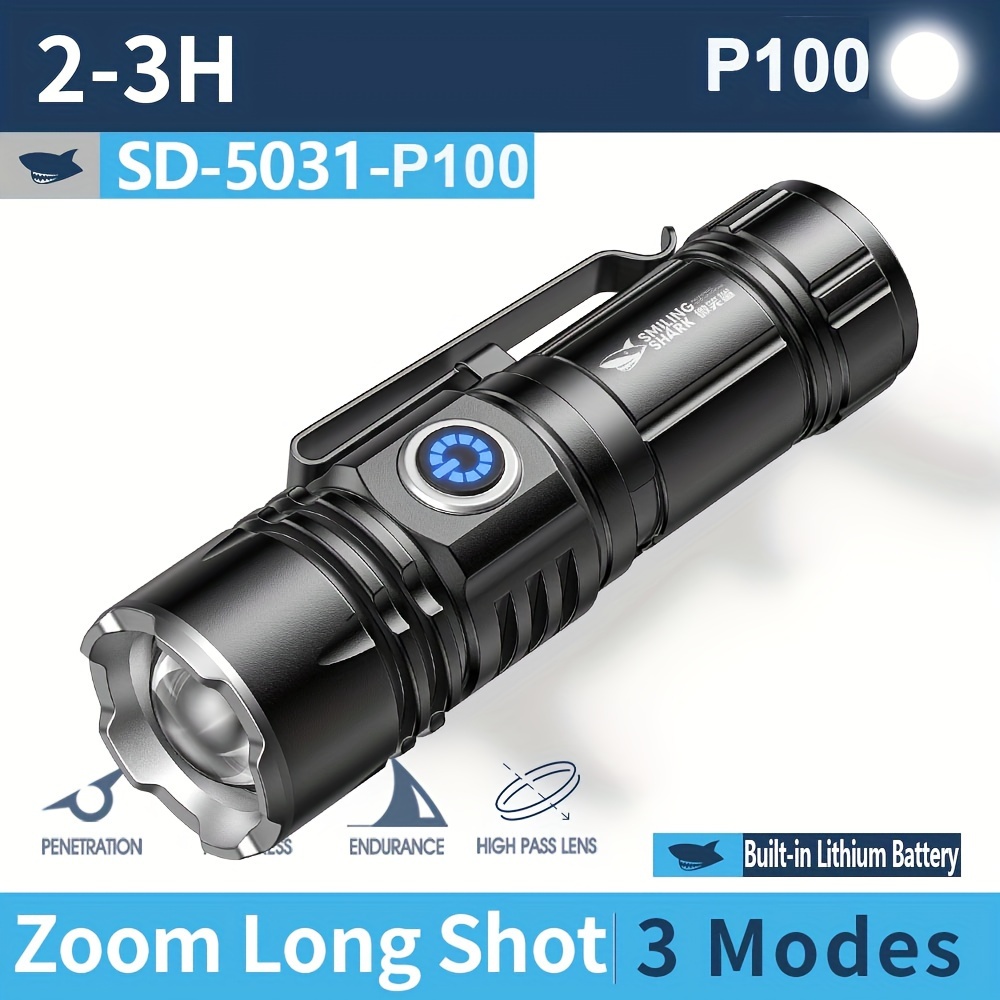 KOMI Linterna LED, 5 paquetes de mini linternas LED, súper brillante, 350  lúmenes, 3 modos de zoom, funciona con pilas AA, con clip para pesca